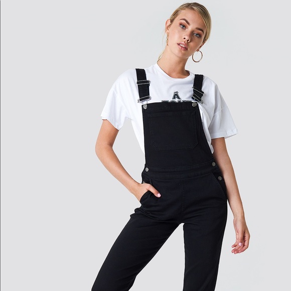 NA-KD Denim - Black straight leg overalls by NA-KD  size small
